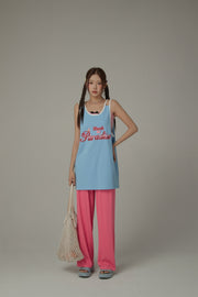 Back To Paradise Colorblocked Letter Printed Sleeveless T-Shirt