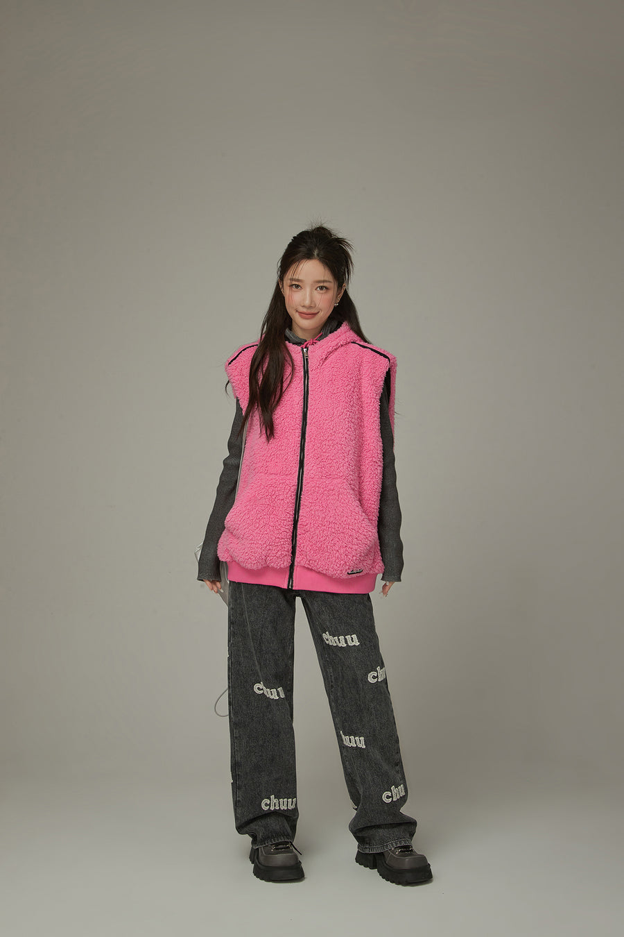 CHUU Fleece Vest Hooded Jacket