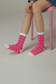 Color Logo Stripe Pattern High Socks