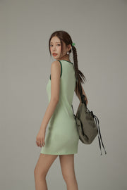 Fall In Love With Chuu Color Lined Sleeveless Mini T-Shirt Dress