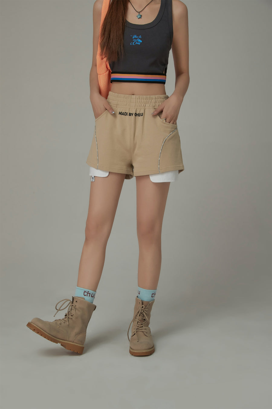 CHUU Made By Chuu Exposed Pocket Lining Overfit Short Pants