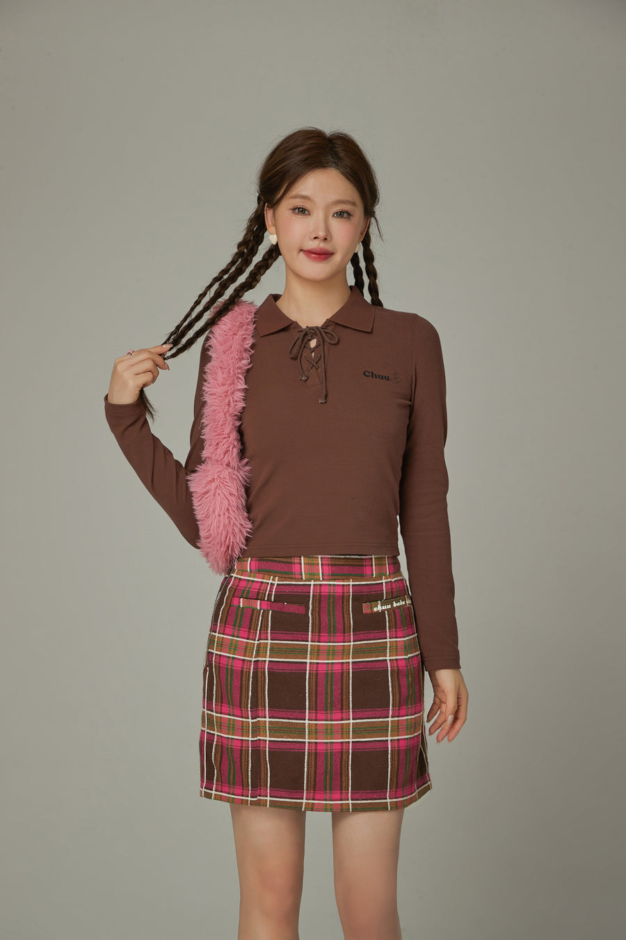 CHUU Colored Eyelet Tie Up T-Shirt