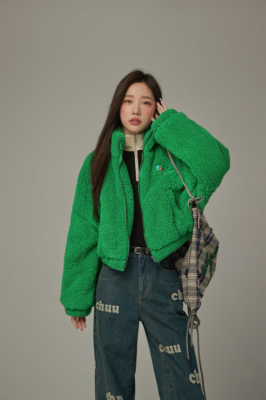 CHUU Color Fleece Loose Zip-Up Jacket