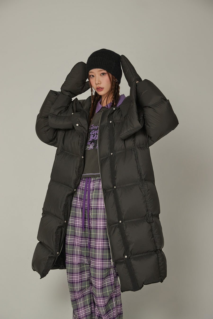 CHUU Hooded Glove Muffler Padded Coat