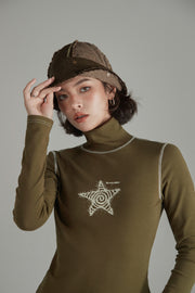 Star High Neck Stitch Top