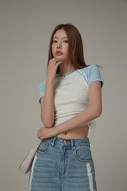 Chuu Cherry String Colorblocked Short Sleeve T-Shirt