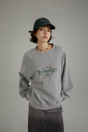 Color Embroidery Waffle Logo Sweatshirt