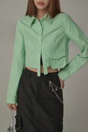 Point Pocket Semi Cropt Shirt