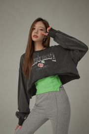 Size Doesnt Matter Cherry Crop Boxy Sweatshirt