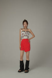 Waist String Slim Unbalanced Mini Skirt