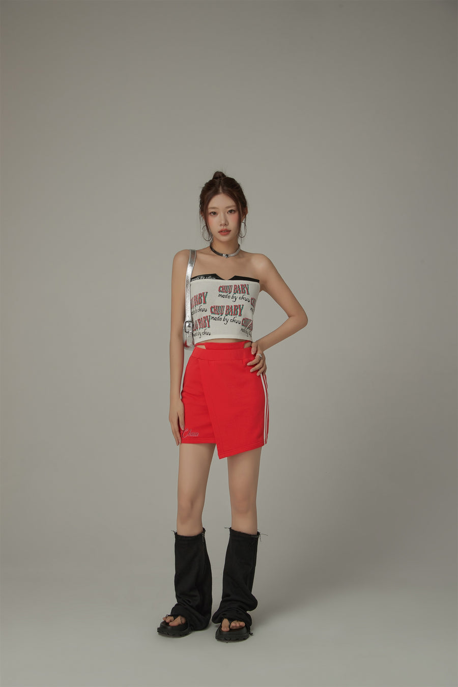 CHUU Waist String Slim Unbalanced Mini Skirt