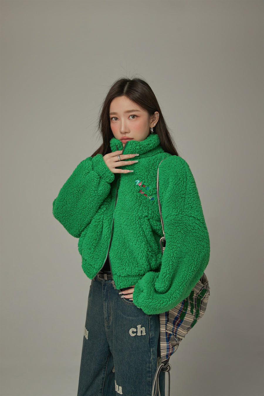 CHUU Color Fleece Loose Zip-Up Jacket