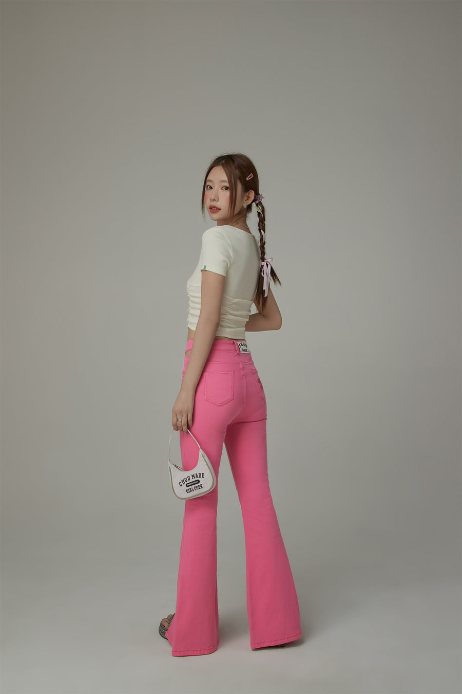 CHUU Colored Bootcut Slit Denim Jeans