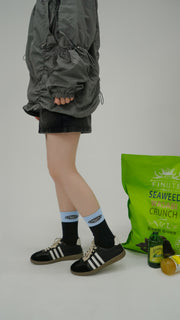 Chuu Lettering Color Band High Socks