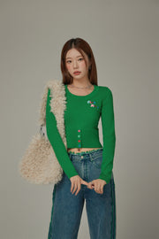 Rainbow Button Knit Color Sweater