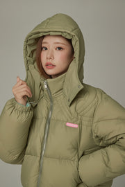 Colored Hooded Simple Padded Jacket