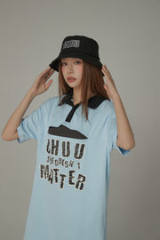 Chuu Size Doesnt Matter Front Cut Out Polo Neck T-Shirt Dress