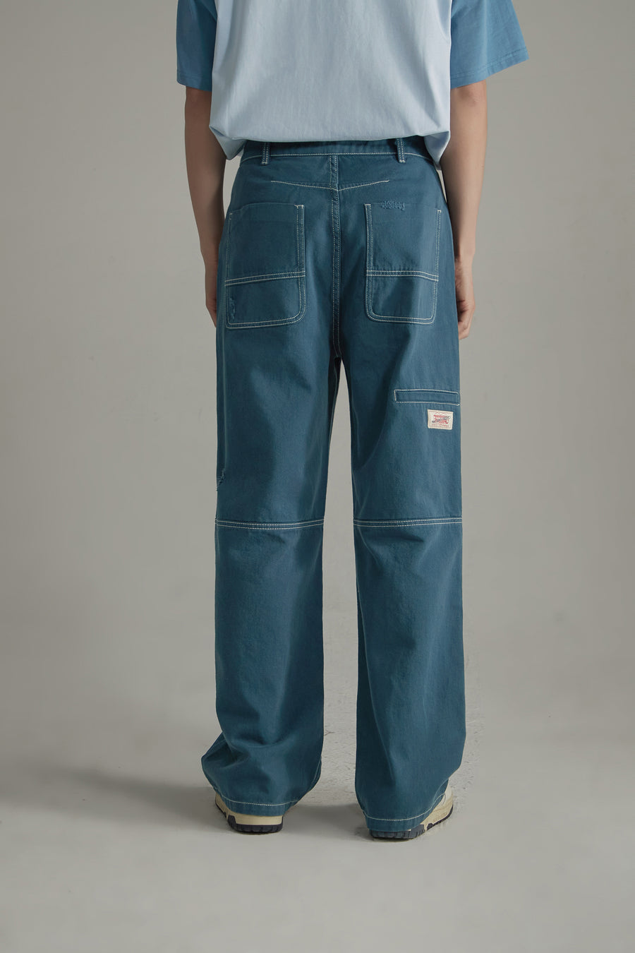 CHUU Distressed Ripped Outlined Cotton Wide Pants