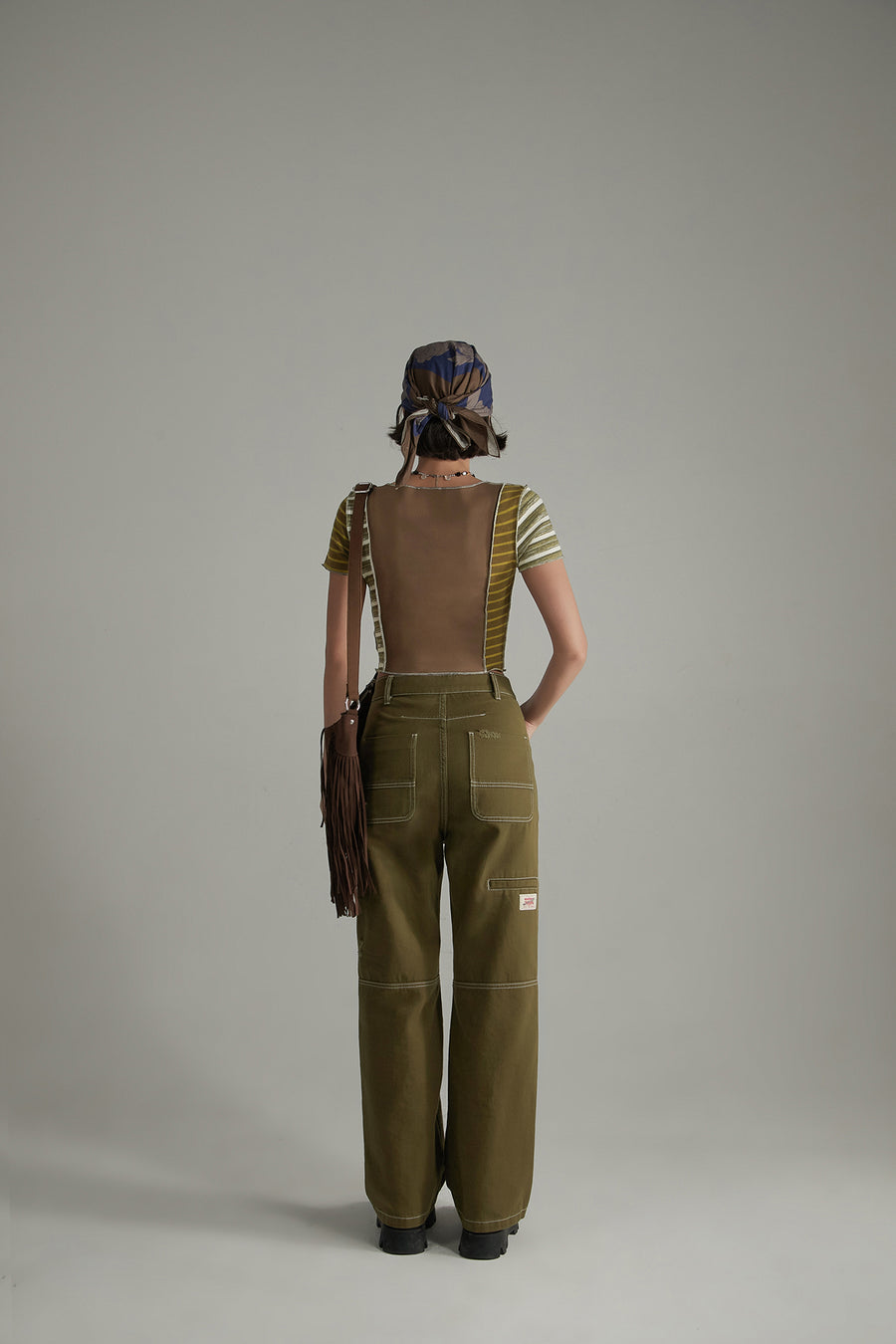 CHUU Contrast Striped Slim Cropped T-Shirt