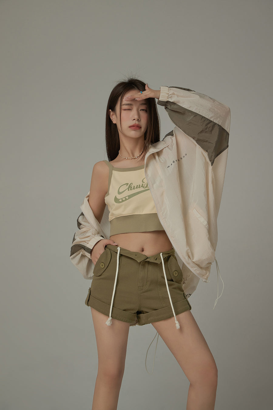 CHUU Chuu Babe Color Blocked Bustier Crop Top