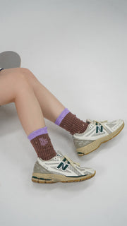 Distressed Embroidered Color High Socks