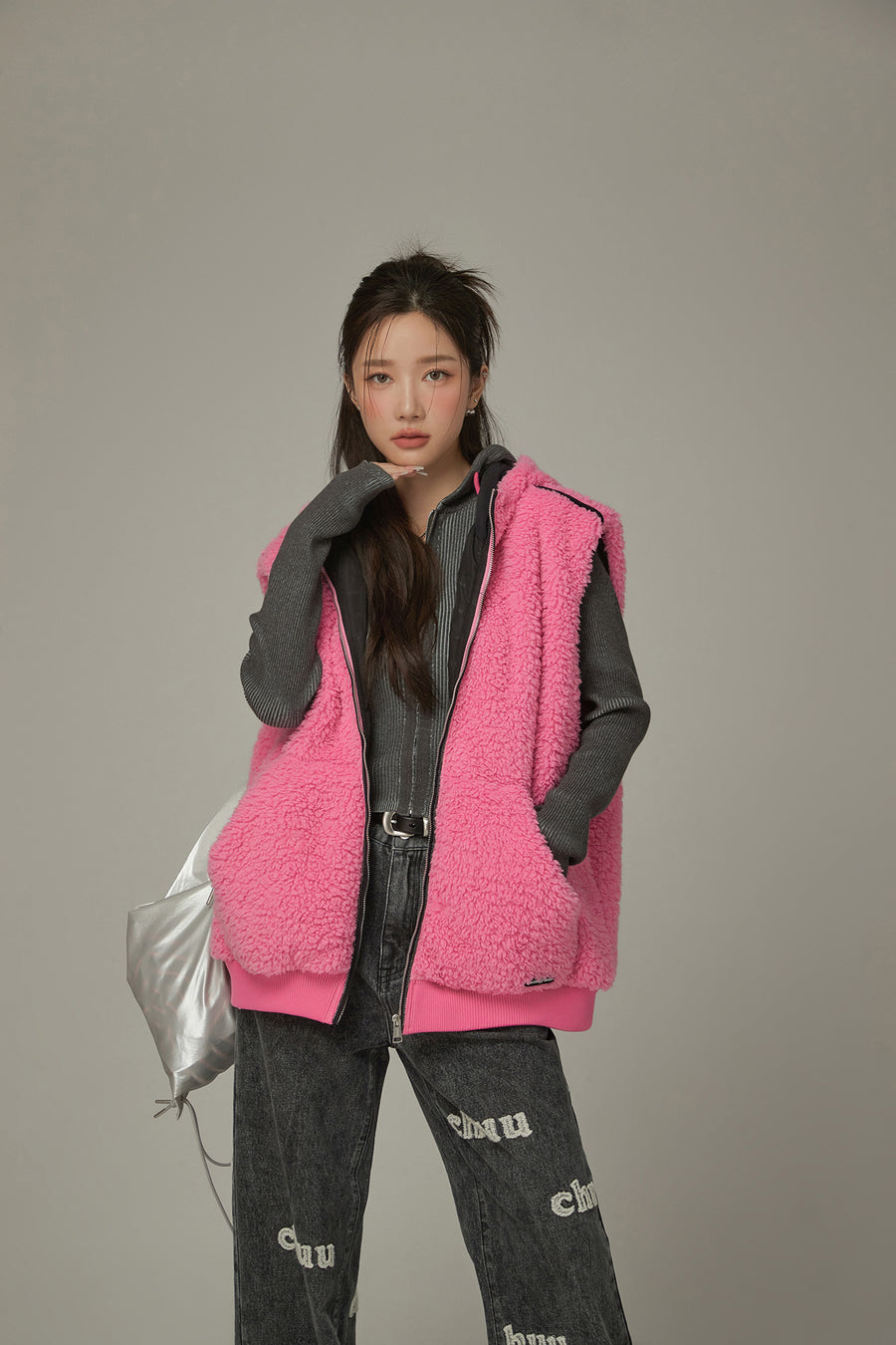 CHUU Fleece Vest Hooded Jacket