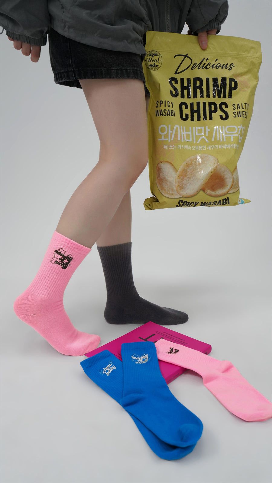 CHUU Bold Chuu Baby Embroidered Ribbed Socks