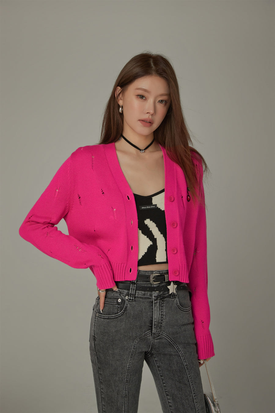 CHUU Cherry Crop Cardigan