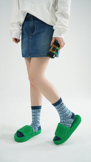 Color Logo Stripe Pattern High Socks