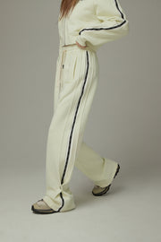 Elastic Waist Wide Sporty Pants