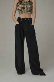 Summer Adjustable High Waist Wide Leg Pants