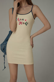 Chuu Made Heart Embroidered Sleeveless Mini Dress