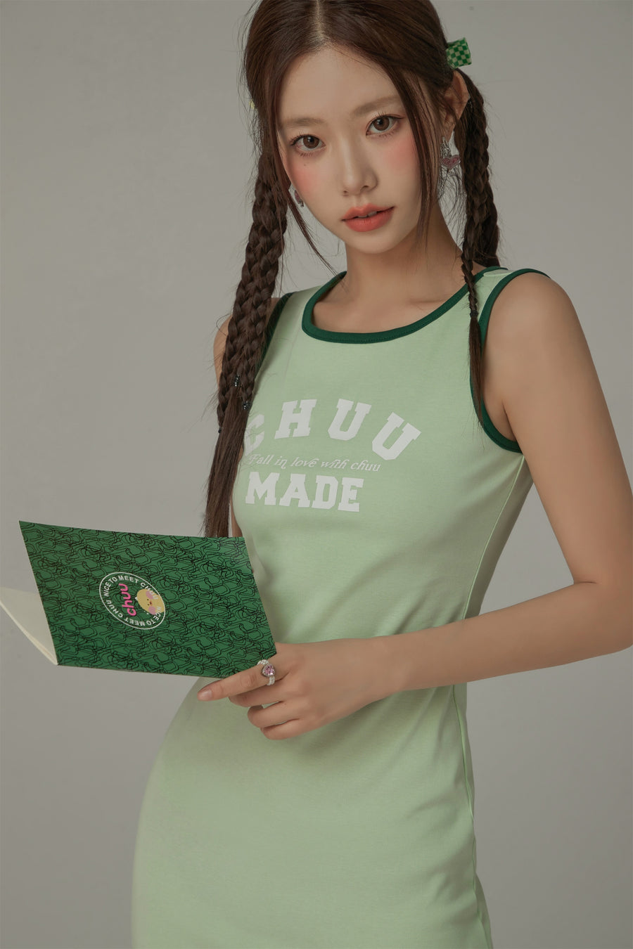 CHUU Fall In Love With Chuu Color Lined Sleeveless Mini T-Shirt Dress