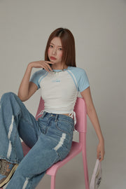 Chuu Cherry String Colorblocked Short Sleeve T-Shirt