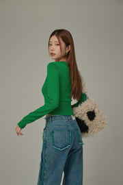 Rainbow Button Knit Color Sweater