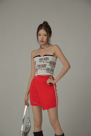 Waist String Slim Unbalanced Mini Skirt