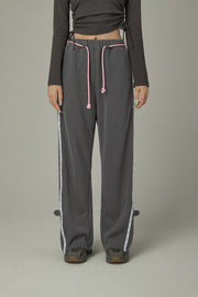 String Wide Sporty Pants