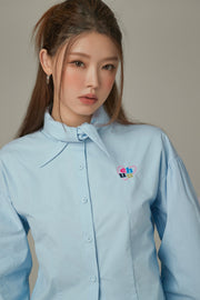 Point Collar Puff Sleeve Shirt