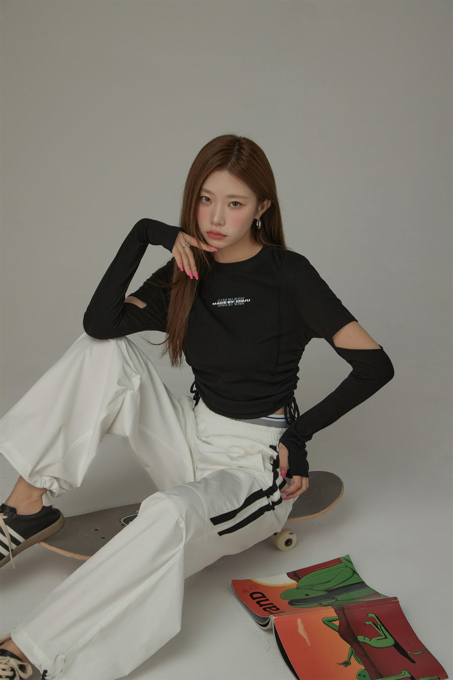 CHUU Logo Banding Wide Casual Pants