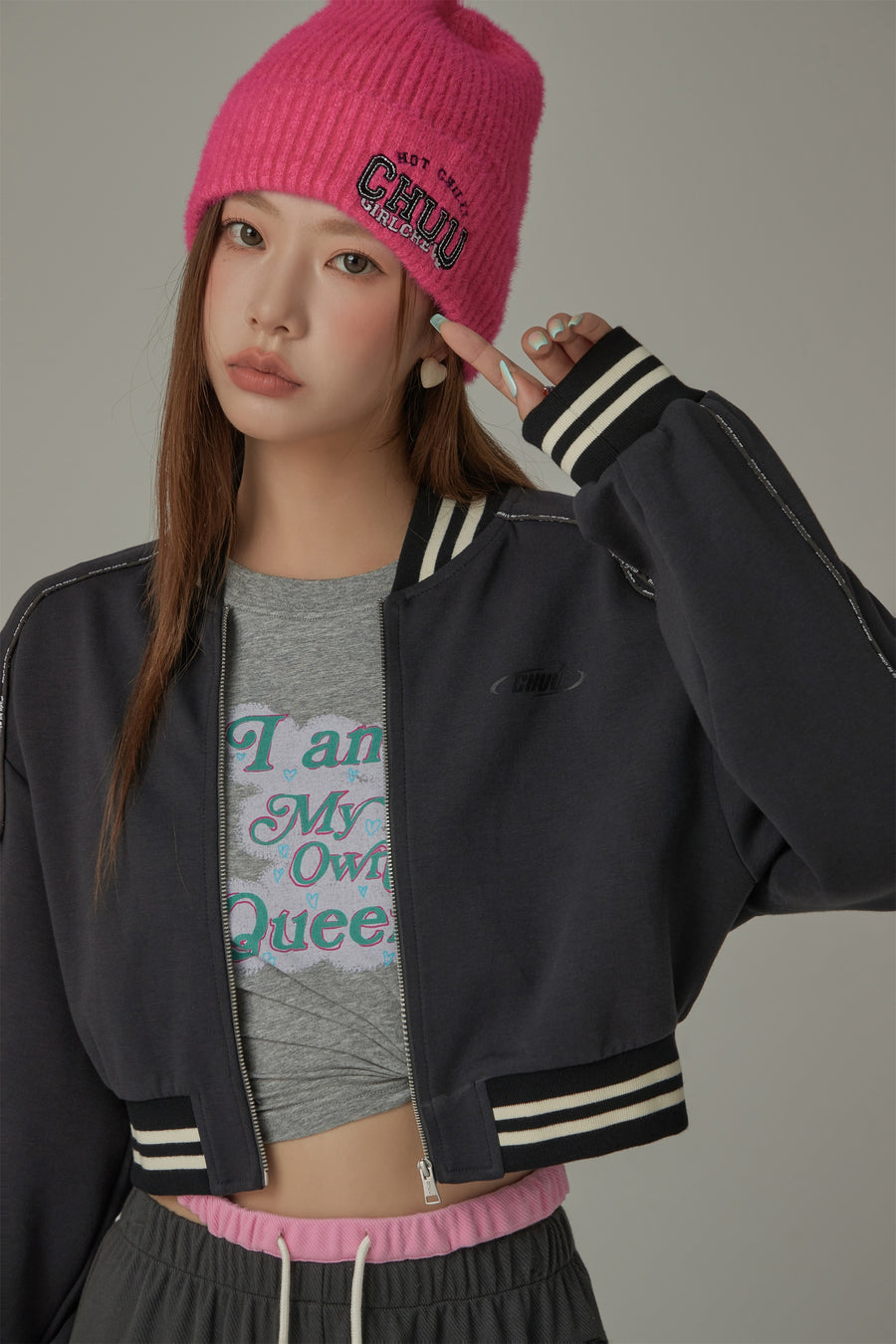 CHUU Varsity Color Sporty Cropped Jacket