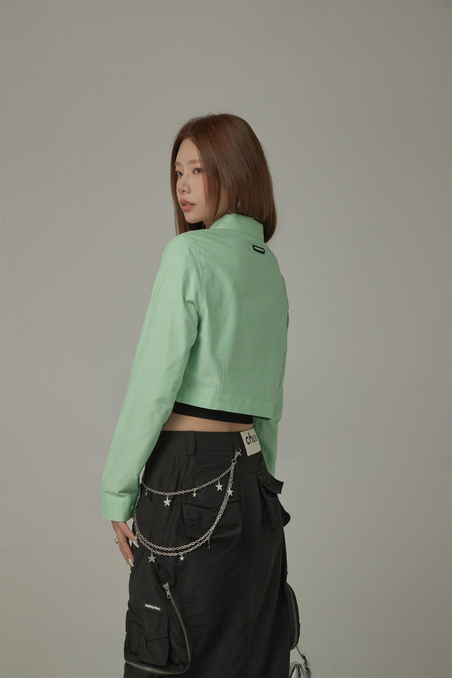 CHUU Point Pocket Semi Cropt Shirt