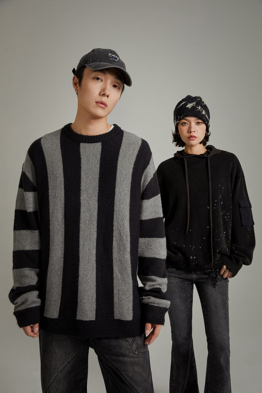 CHUU Vintage Color Scheme Stripe Knit Sweater