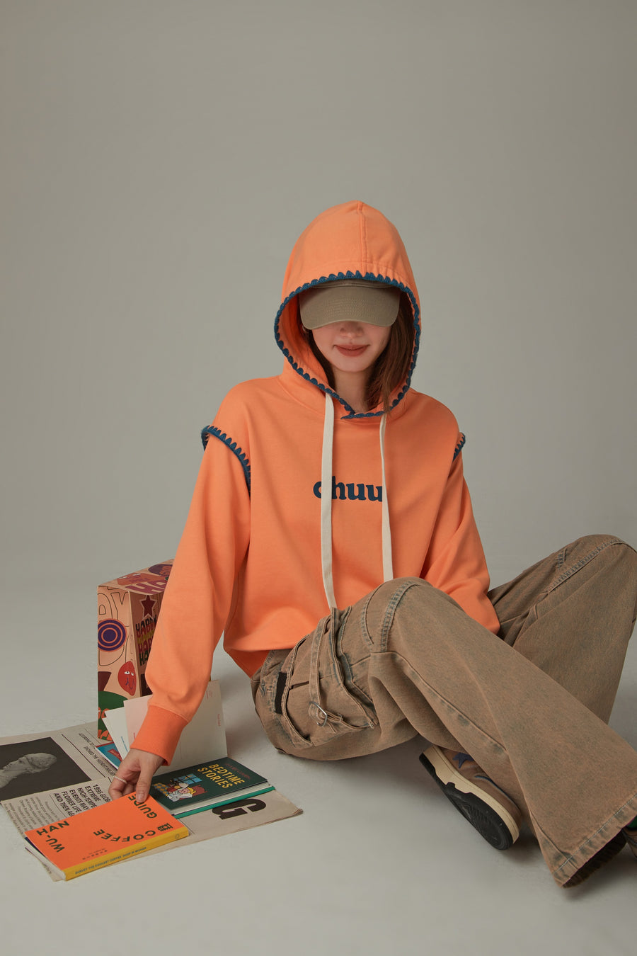 CHUU Logo Lined String Hoodie