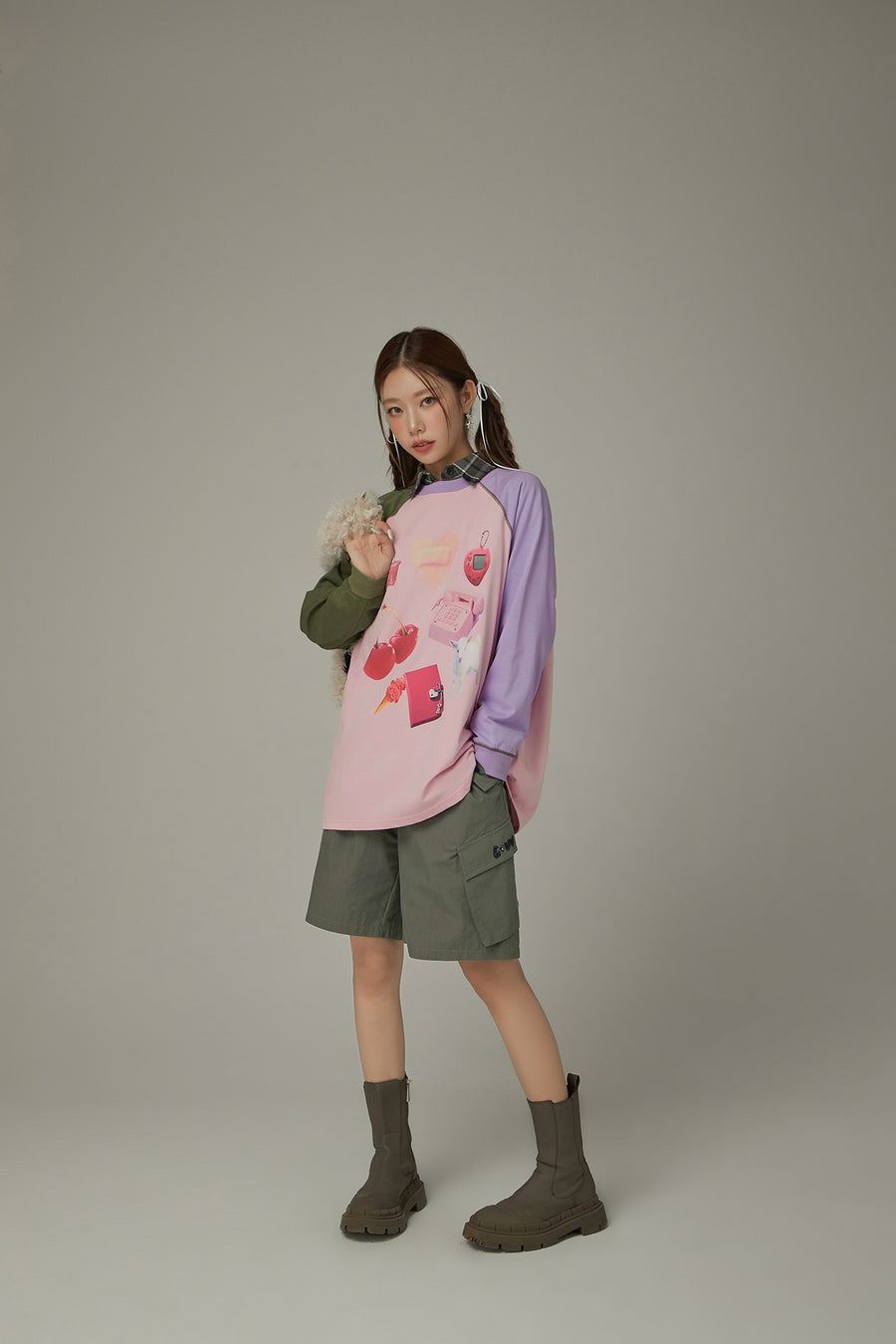 CHUU Cute Item Printed Color Raglan T-Shirt