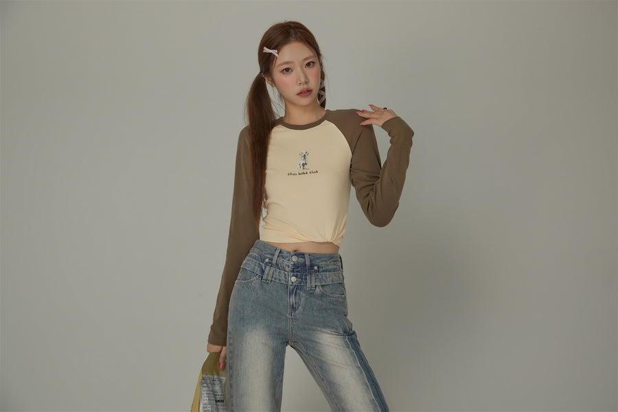 CHUU Lgo Casual Slim Raglan Color T-Shirt