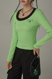 Unbalanced Round Neck Long Sleeves Top