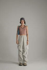 Casual Drawstring Wide Cargo Pants