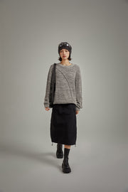 Diagonal Boxy Knit Sweater