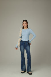 Color Ribbed Slim Knit Top