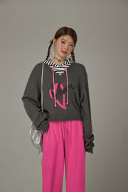 Logo Heart V-Neck Knit Sweater